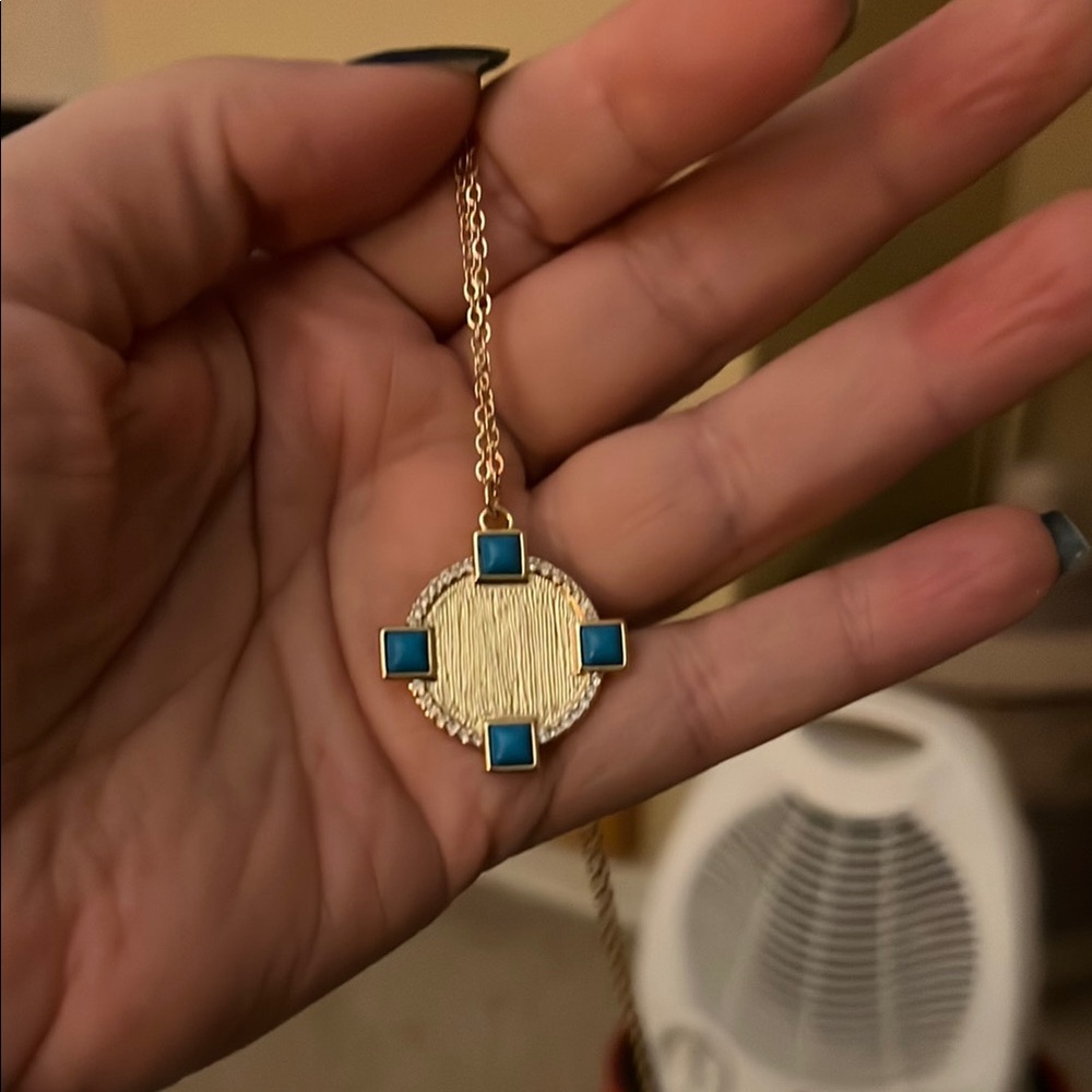Gold and Blue Pendant Necklace phoenix park lane